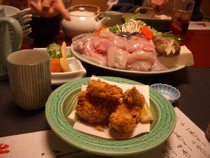Fugu specialities in a Japanese restaurant