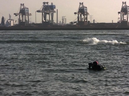 Klara Hobza, still from Diving Through Europe, Part: 3 Europoort, 2013, video, colour, sound, 2:03 minutes, courtesy of the artist and Soy Capitan., Berlin