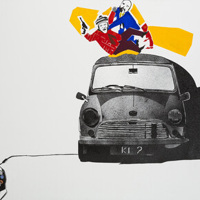 Khaled Takreti, Bang.. Bang.. Bang, 2014, Acrylic on canvas, 106 x 160 cm