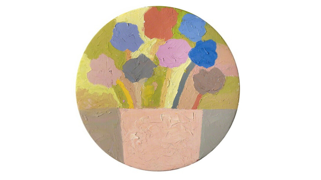 Adnan, Jardins 6, 2018, diam. 30 cm, exhibition image. © Galerie Lelong