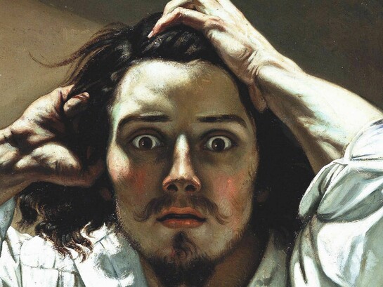 En "El desesperado" (1843-1845) Courbet mira directamente al espectador con los ojos desencajados, abiertos de par en par y llenos de angustia