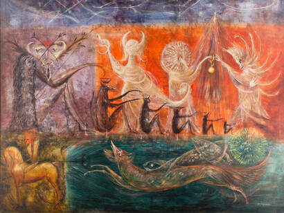 Leonora Carrington, Sueño (Nephesh as the
soul in a state of sleep), 1959. Courtesy of Rose Art Museum
