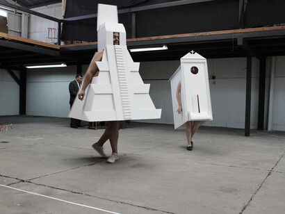 Naufus Ramírez-Figueroa, Breve Historia de la Arquitectura en Guatemala / A Brief History of Architecture in Guatemala, 2010-13, single channel video installation. Created for Castello di Rivoli, curated by Gregor Muir, Beatrix Ruf and Andrew Berardini