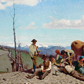 Stefano Bruzzi, Prime giornate di bel tempo, olio su tela 60,5 x 102 cm