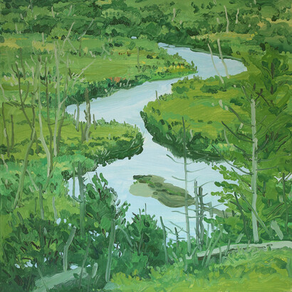 Neil Welliver, Study for untitled stream in Brigg’s meadow, c. 1970-1975. Courtesy of Alexandre Gallery