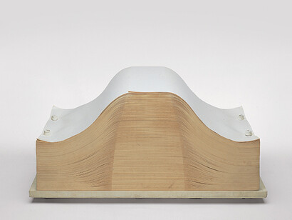 Enrico Castellani, Spartito, 1969, Sheets of paper, wood, 13 3/4 x 31 1/2 x 14 9/16 inches (35 x 80 x 37 cm) Collection of the artist. © 2014 Artists Rights Society (ARS), New York /SIAE, Rome. Photo Credit: Courtesy Archivio Castellani, Milan.