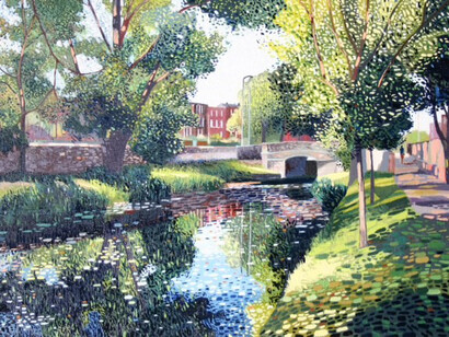 Victor Richardson, View of Huband Bridge, Oil on Canvas Board, 7.5 x 11 inches