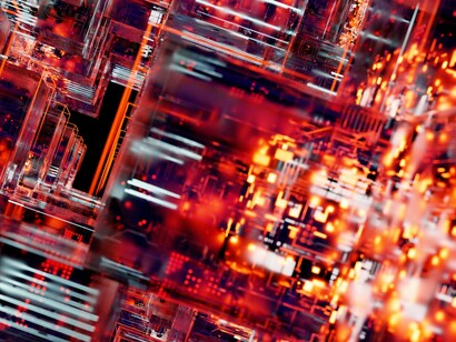 Illuminated digital circuit pathways pulsing with computational activity, representing the accelerating energy demands of AI infrastructure