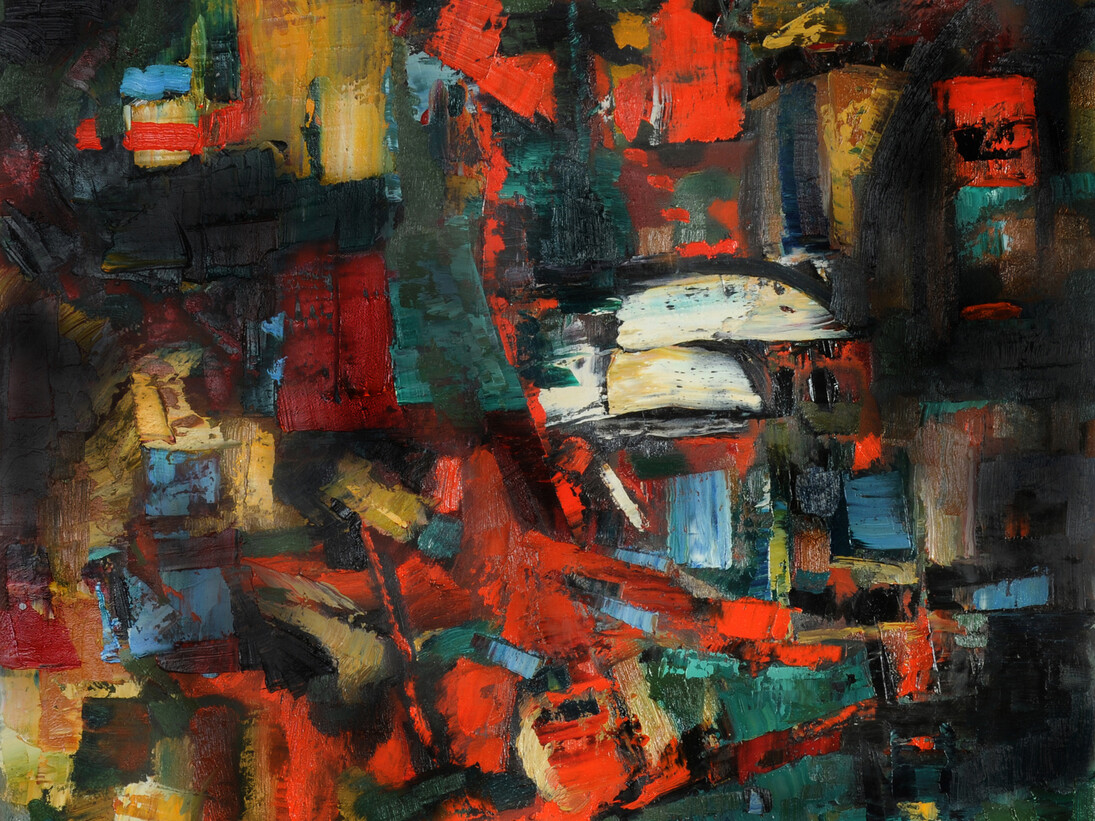 Terry Firkins, Descent from the Cross, Oil on Canvas,30” x 30”, Courtesy of Agora Gallery