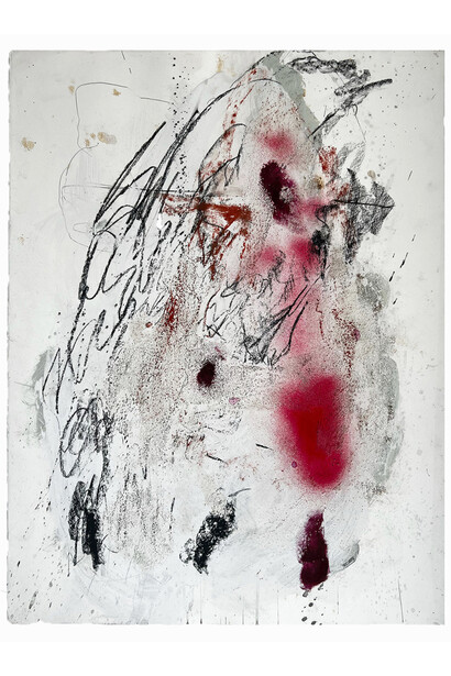 Stephen Lapthisophon, E.D, 2017, acrylic & mixed media on paper, 30x22 inches. Courtesy the artist and Conduit Gallery