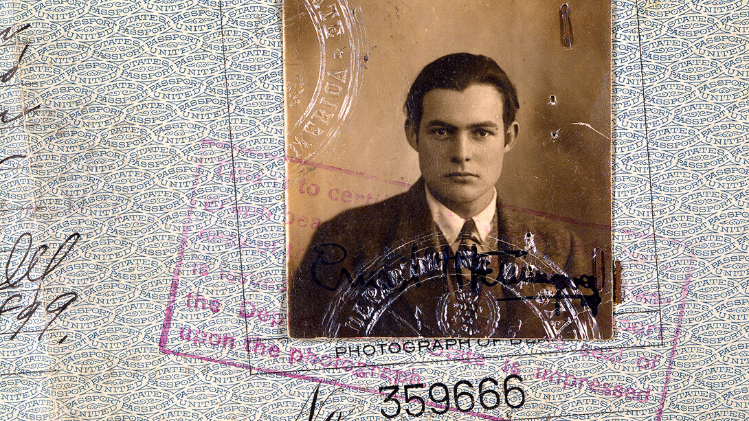 Hemingway’s 1923 passport (detail), 1923, Ernest Hemingway Photograph Collection, John F. Kennedy Presidential Library and Museum.