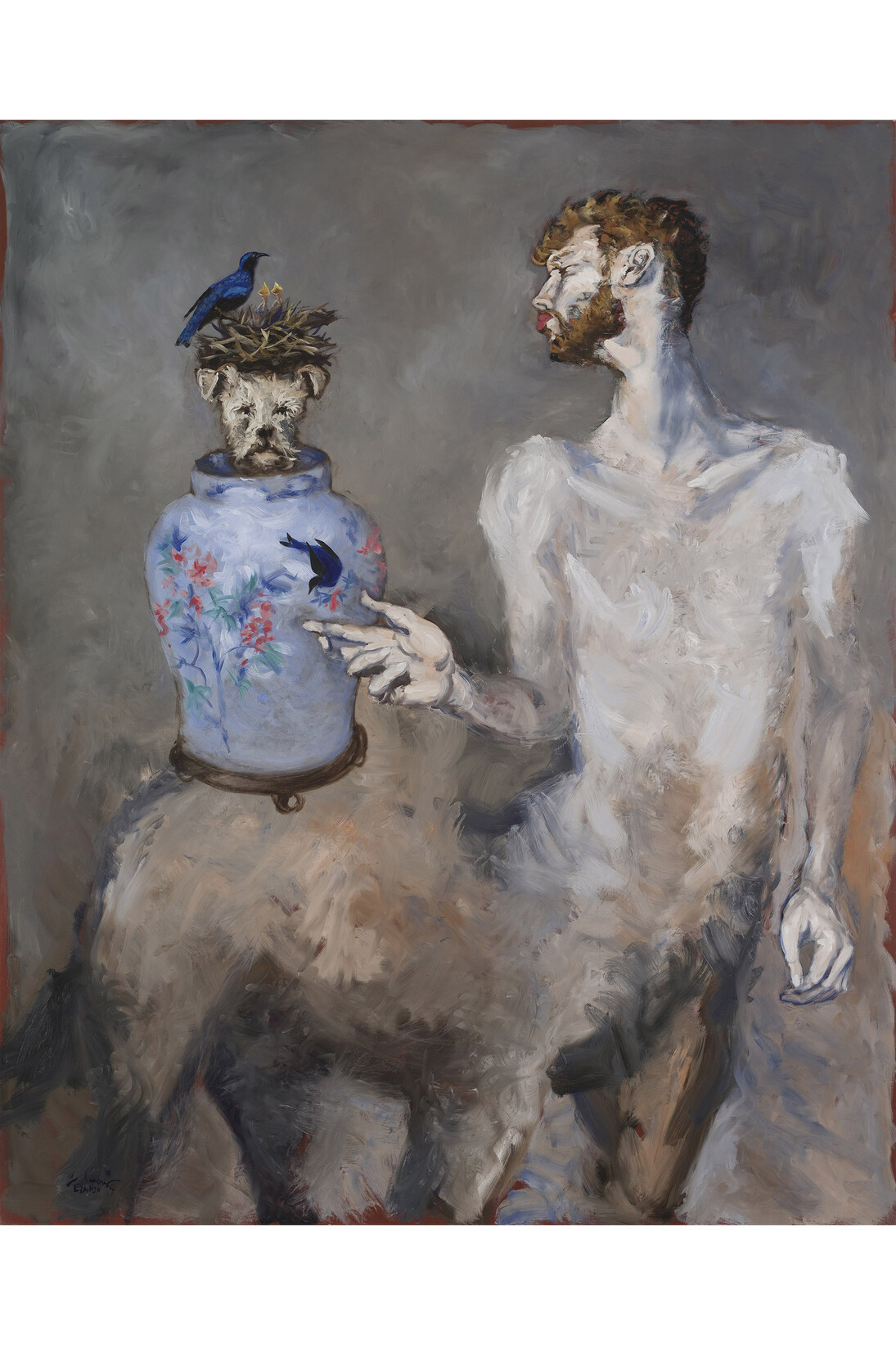 Gérard Garouste, Le Centaure et le Nid d’oiseaux, 2013, huile sur toile,
194.5 x 160 cm. Collection particulière.
© Courtesy Galerie Daniel Templon, Paris.
Photo Bertrand Huet/Tutti.
© Adagp Paris 2015
