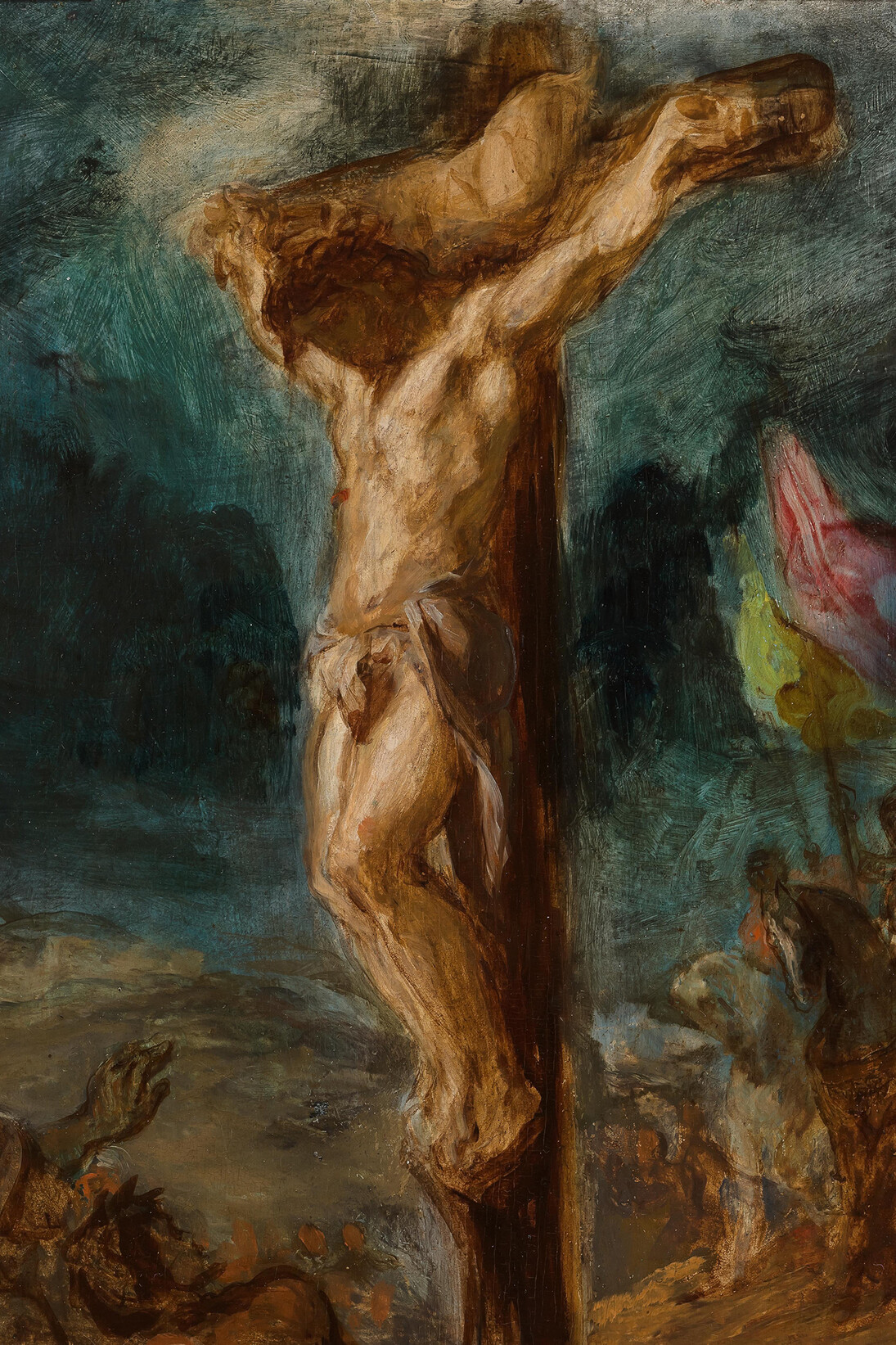 Eugène Delacroix, Crucifixion, 1846, Oil on panel, 37 x 25 cm, Museum Boijmans van Beuningen, Rotterdam/Photographer: Studio Tromp, Rotterdam,
Exhibition organised by the Royal Museum of Fine Arts, Antwerp, Royal Academy of Arts, London, and Centre for Fine Arts, Brussels

