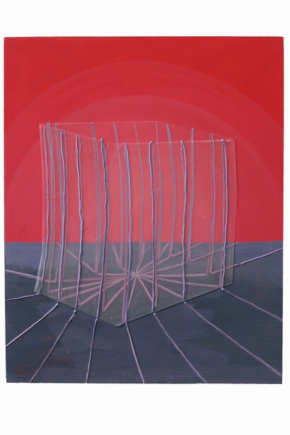 Ricardo Cabret, Tu data esta segura, 2021, Polymers and acrylic on panel, 16 x 20 in, 40.6 x 50.8 cm.
