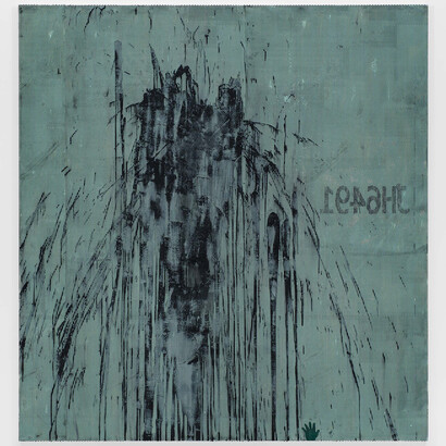 1946HJ, 2022, oil on linen, 243.8x228.6 cm, 96x90 inches, photo by Michael Brzezinski. Courtesy the artist, Modern Art, London and Greene Naftali, New York