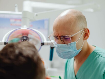 Dentist examining a patient