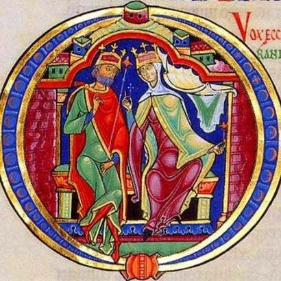 El arte medieval unió la pasión y la fe. Esta iluminación del siglo XII en la Biblia de Winchester ilustra el Cantar de los Cantares, reinterpretando los versos eróticos atribuidos al rey Salomón como un diálogo sagrado y coronado entre dos amantes que se contemplan mutuamente