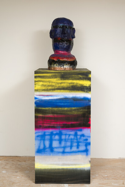 Danny First, "Charles", ceramic and painted wood, Courtesy of the artist