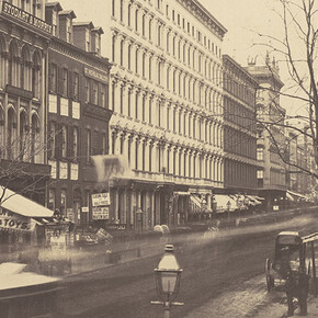 Broadway, Looking North from Broome Street, New York, about 1853–55, attributed to Silas A. Holmes or to Charles DeForest Fredricks, salted paper print. The J. Paul Getty Museum