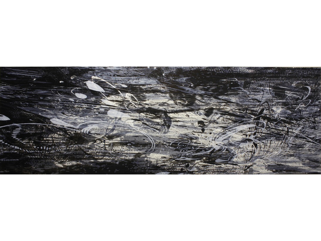 Yoon Lee, "Loose Rocks," 2013, Acrylic on PVC panels, 48 x 144 inches. Courtesy the artist and Pierogi Gallery