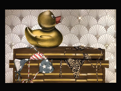 What the Duck, Anja Van Herle, acrylic and Swarovski on panel