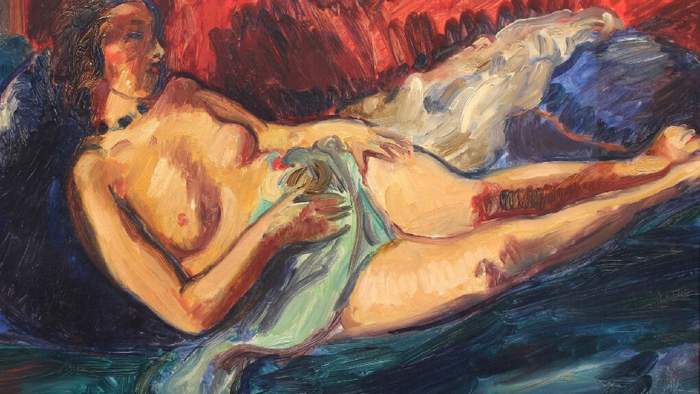 Sir Matthew Smith (1879-1959), Nude, oil on canvas, circa 1930,  50 x 75 cm. From James Hyman Gallery