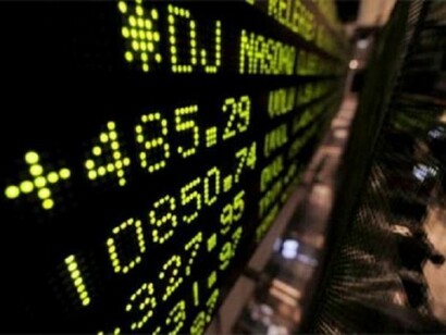 Screen with stock exchange information