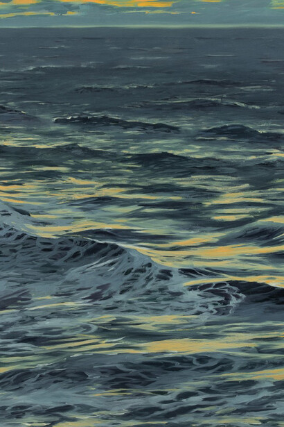 Eileen David, Rip tide with orange sky (detail), 2024. Courtesy of Paul Thiebaud Gallery 
