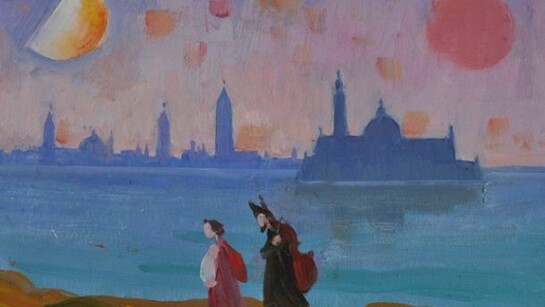 Trento Longaretti, Famiglia In Cammino a Venezia, olio su tela, 20 x 30 cm