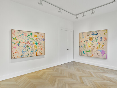 Sue Williams, exhibition view. Courtesy of Skarstedt Gallery