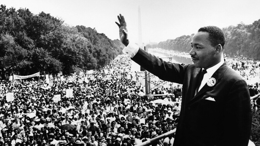 Martin Luther King durante la marcha sobre Washington