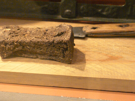 Pan del asedio. Ración individual. Museo de la Defensa y Sitio de Leningrado, Rusia