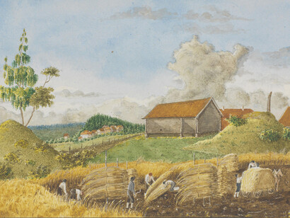 Ilustração retirada de arquivo particular da Biblioteca Nacional com o título "Dynna in Hadeland" de Peter Andreas Brandt