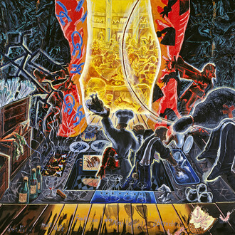 Jörg Immendorff, Das Bild muß die Funktion der Kartoffel übernehmen, 1988, Huile sur toile, 300 x 400 cm, Photo: inconnu – droits réservés © Collection privée