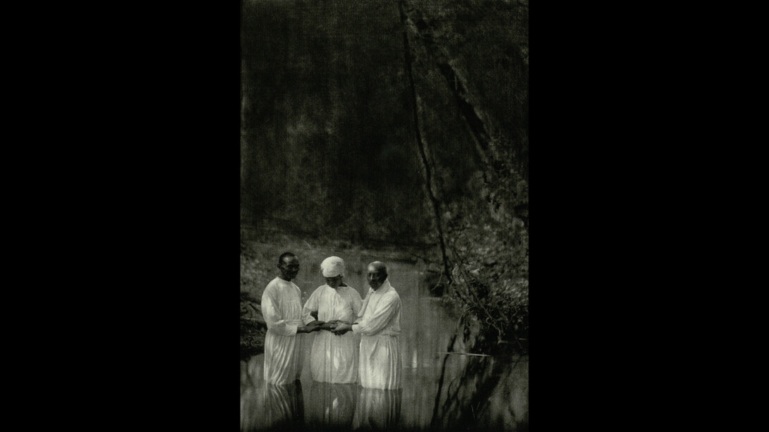 Doris Ulmann (American, 1882–1934) Baptism, ca. 1929–31, Platinum print, Approx. 8 x 6 inches. Collection of the University of Oregon Libraries