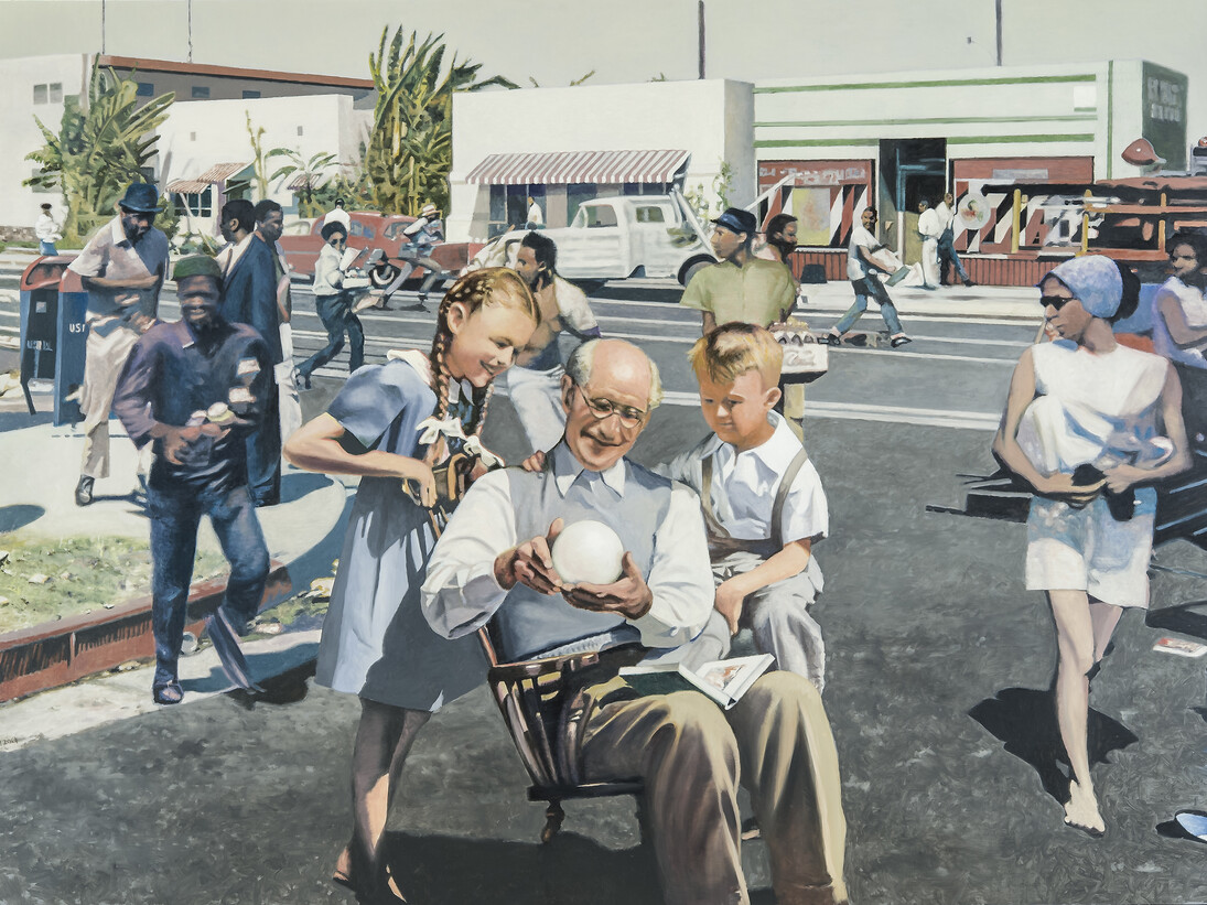 Martin Mull, The Search for Truth in Advertising, 2014, Oil on panel, 30 x 40 in.