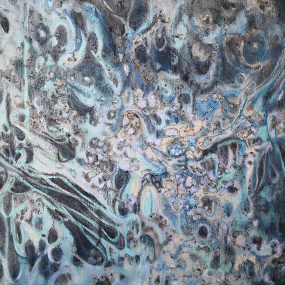 “Under the same water”mixed media on canvas, 40x60 cm, 2019