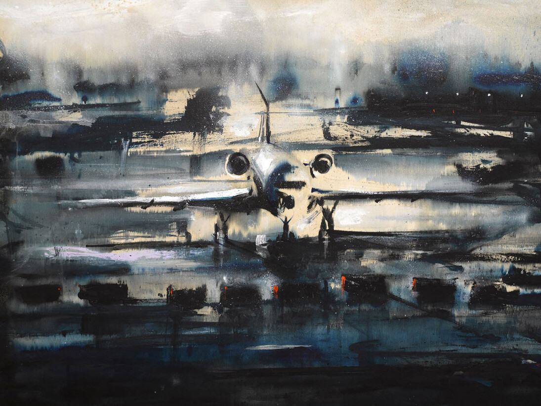 Alessandro Busci Aeroporto _ blu, 2005 inchiostro e smalto su tavola ink and enamel on board 80 ¥ 125 cm