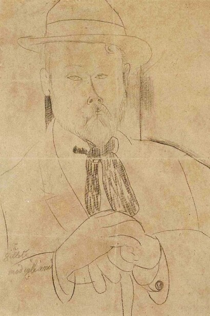 Amedeo Modigliani, Portrait de Gillet, circa 1917-1919, matita su carta
