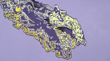 Paul Vousden, The Burkean Horizontal Sublime (2018) acrylic on board panel © The artist/East Gallery 2021