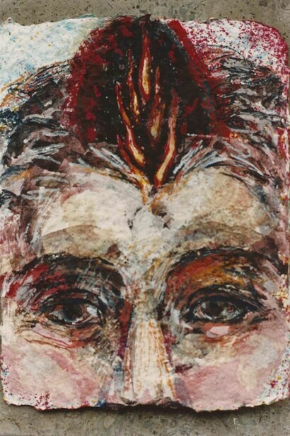 Bruno Ceccobelli, Prometeo Tecnica mista su carta, 16 x 22 cm