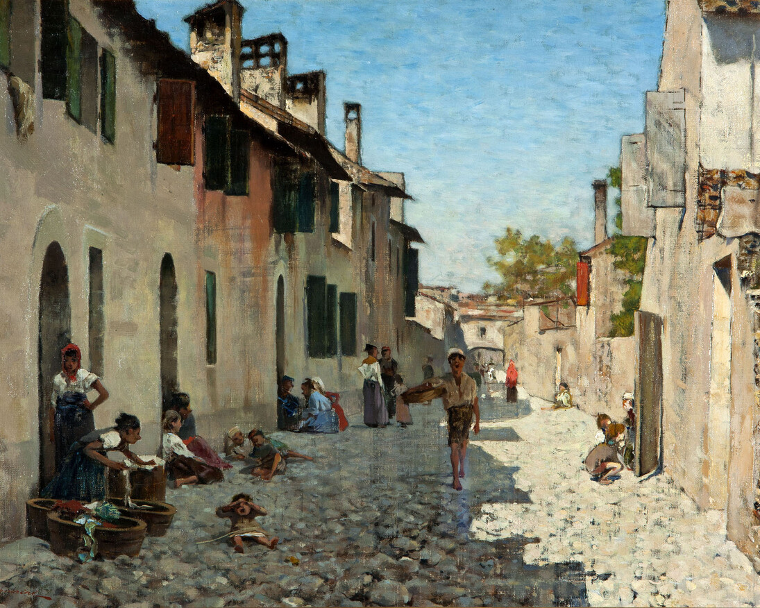 Telemaco Signorini, Via di Ravenna, olio su tela 33,5 x 51,5 cm