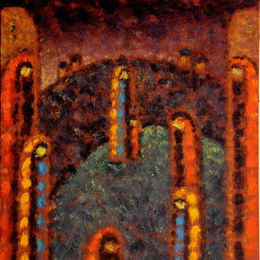 Diego Saiani, Prime luci, dettaglio, 2014, olio su cartone