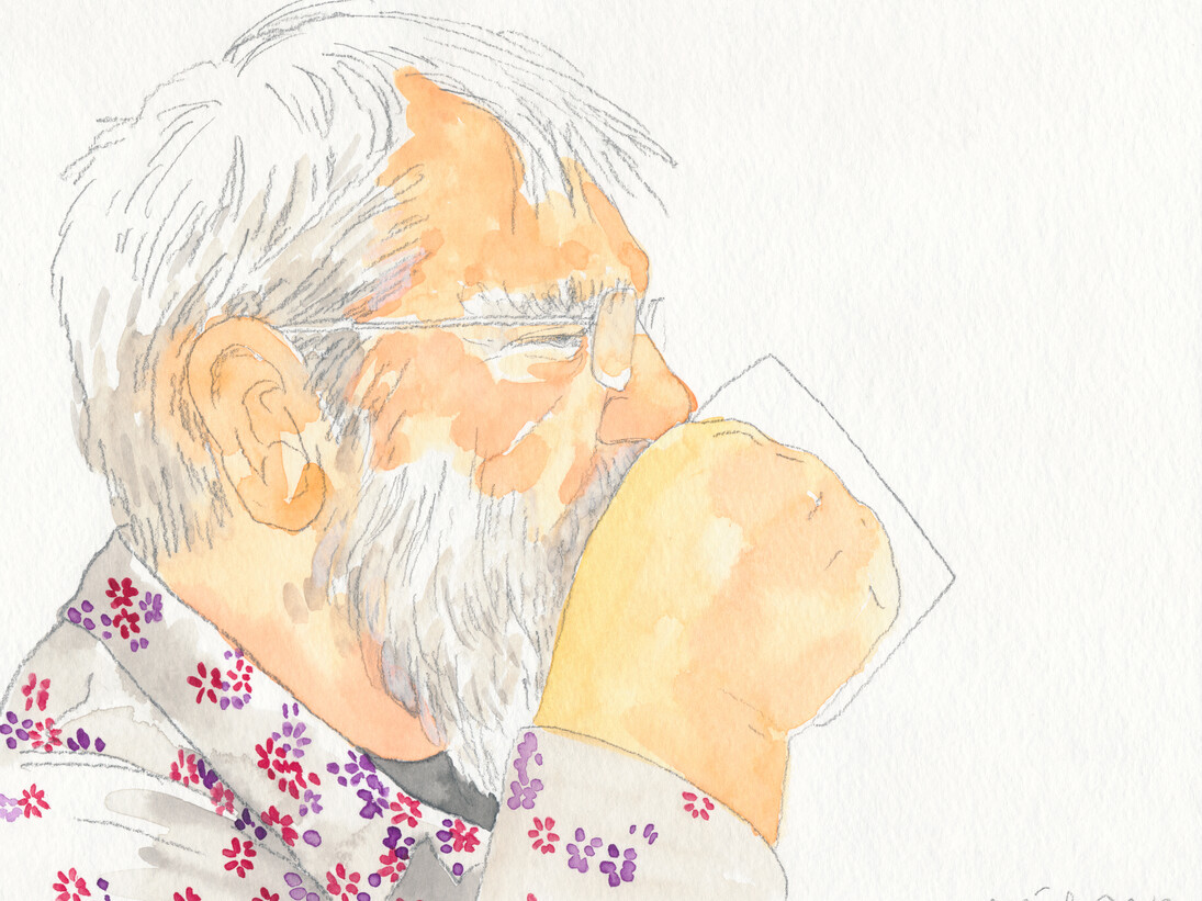 Mieko Meguro, Dan drinks coffee, March 2012, 21.9 x 27 cm