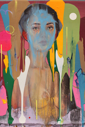 Erik Jones, A Colorful Malady, 41x51cm-16x20 inch. Watercolor, colored pencil, water-soluble wax pastel, acrylic on Rives bfk paper