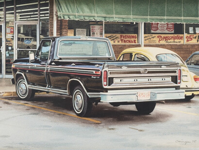 Ralph Goings, Black ford fishing tackle, 1975. Courtesy of Galerie Vallois