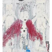 Harmony Korine, Frost Ball Jr High, 2014, House paint, acrylic, and oil on canvas, 43 3/4 x 39 3/4 inches, 111.1 x 101 cm.© Harmony Korine. Courtesy Gagosian Gallery. Photography by Robert McKeever