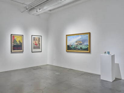 Sandow Birk: an illustrated history of the present, exhibition view. Courtesy of Catharine Clark Gallery