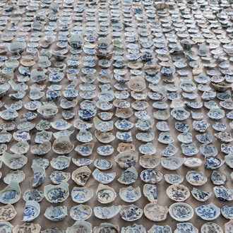 Ai Weiwei Tiger, Tiger, Tiger, 2015, 3,025 Porcelain shards with tiger motif, Dimensions variable