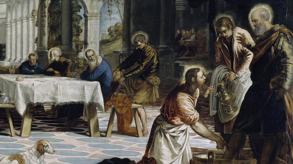 Detalle de «El Lavatorio», Tintoretto, 1548-1549